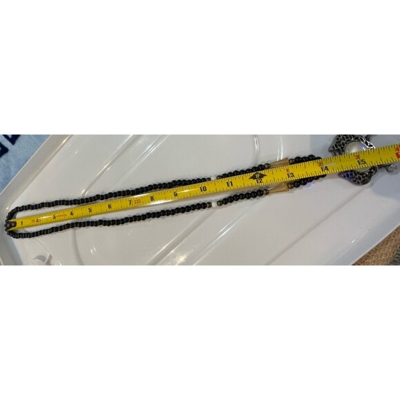 Long Beaded Pendant Necklace Mixed Genuine Tested Stones Silver Tone 28in - Picture 6 of 7